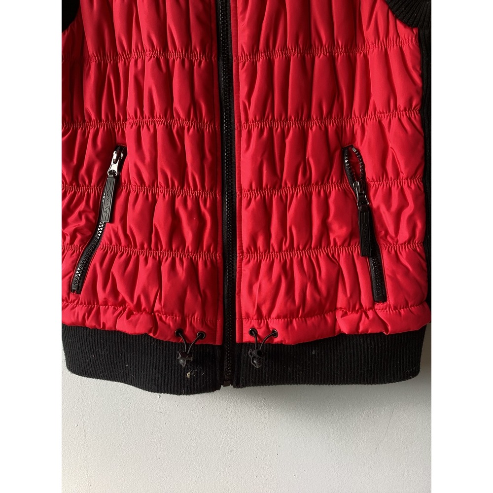 Calvin Klein Performance Red Black Quilted Puffer Vest Mock Neck Medium - Picture 3 of 5